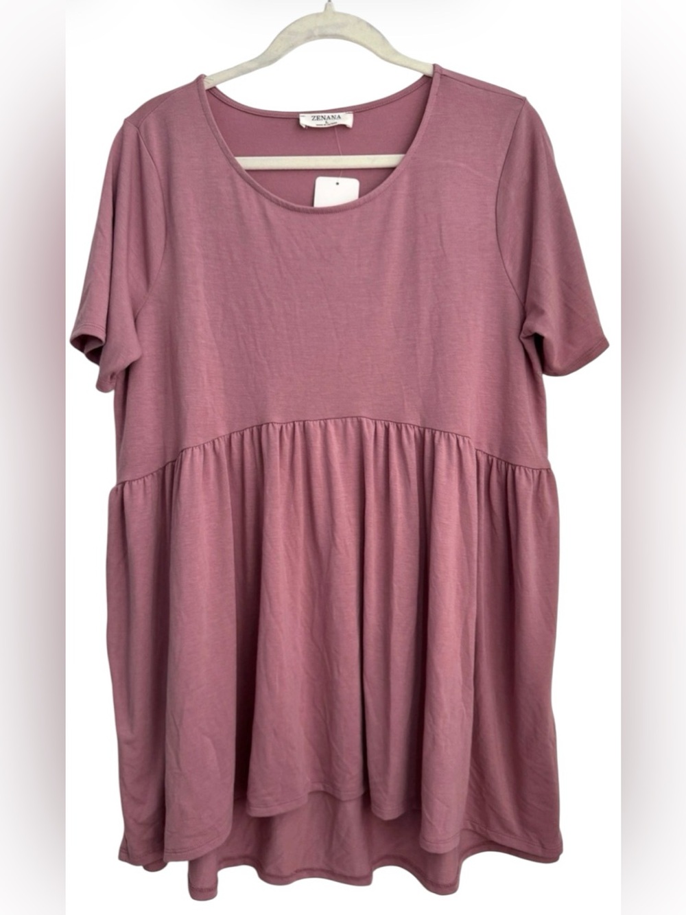 Zenana Mauve Oversized Babydoll Top, Size Large - NWT